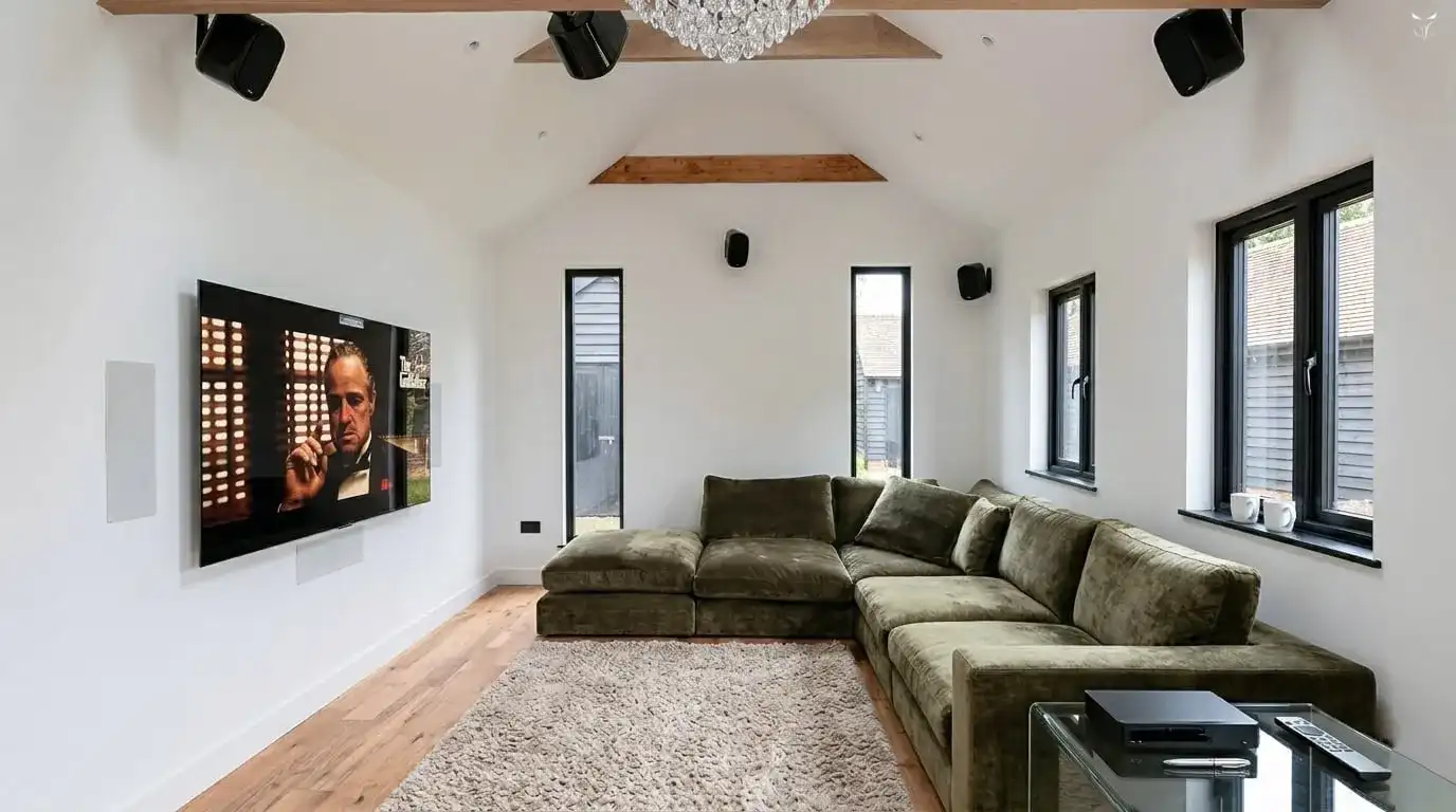 Home cinema installation in a Suffolk barn conversion