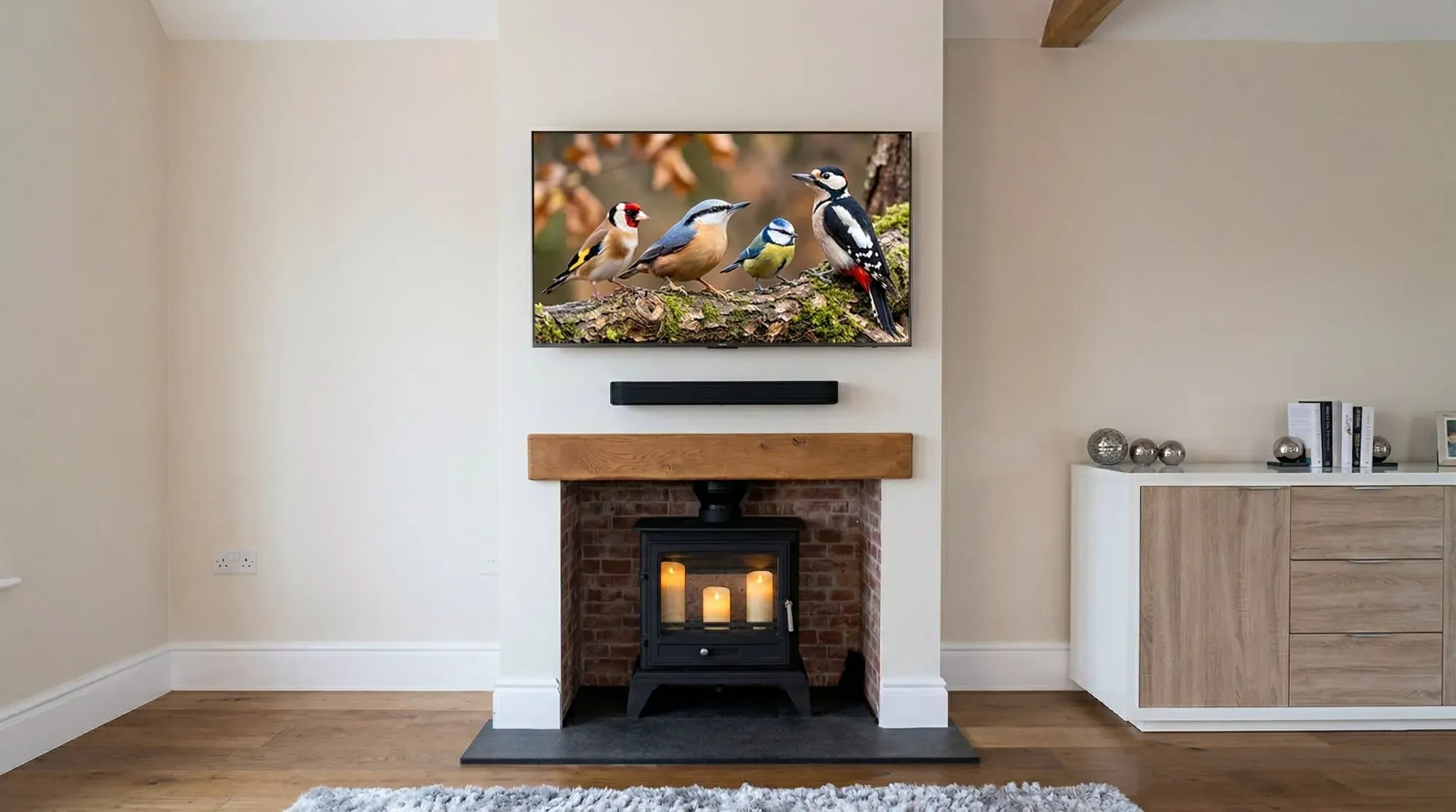 Above the log burner, Essex